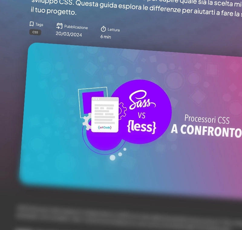 Screenshot del progetto artCode Blog, un blog dedicato alle nozioni sullo sviluppo web.